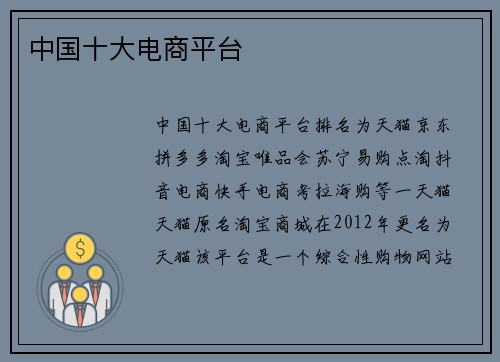 中国十大电商平台