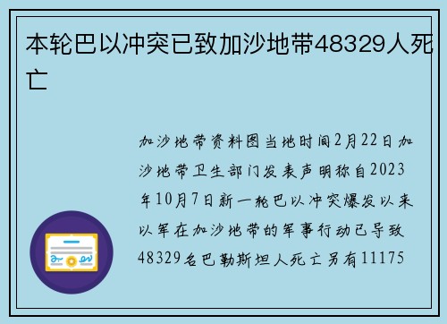 本轮巴以冲突已致加沙地带48329人死亡